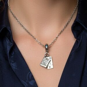 PANDORA PASSPORT TICKET PLANE STERLING Silver Pendant Necklace